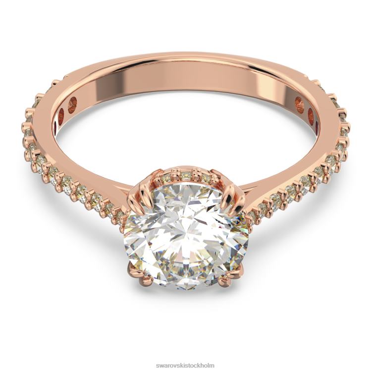 Swarovski constella cocktailring P28L984 Smycken princess cut, pave, vit, roséguld pläterad