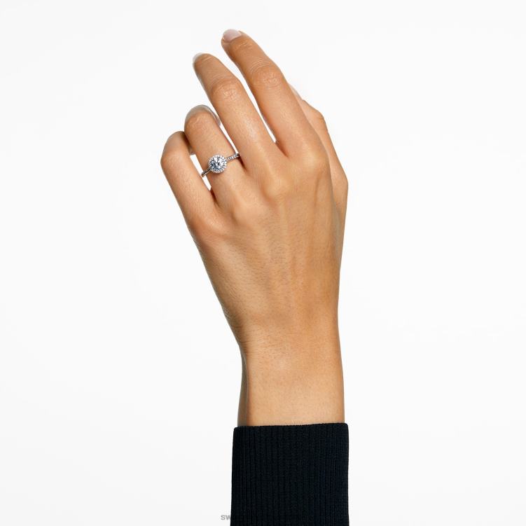Swarovski constella cocktailring P28L985 Smycken rund skuren, pave, vit, rodiumpläterad