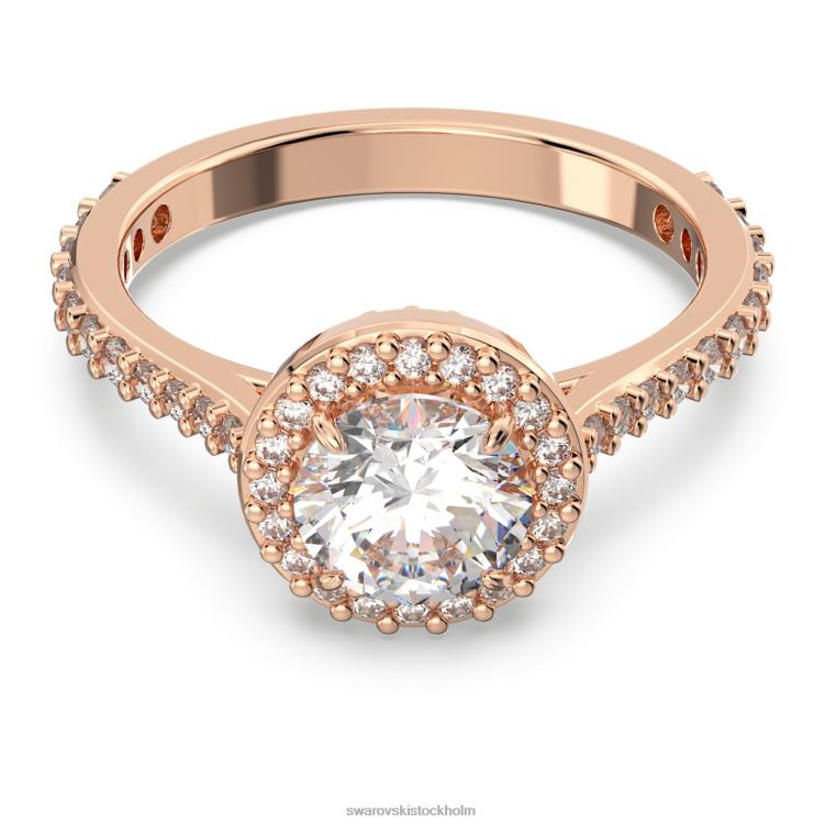 Swarovski constella cocktailring P28L986 Smycken rund skuren, pave, vit, roséguld pläterad