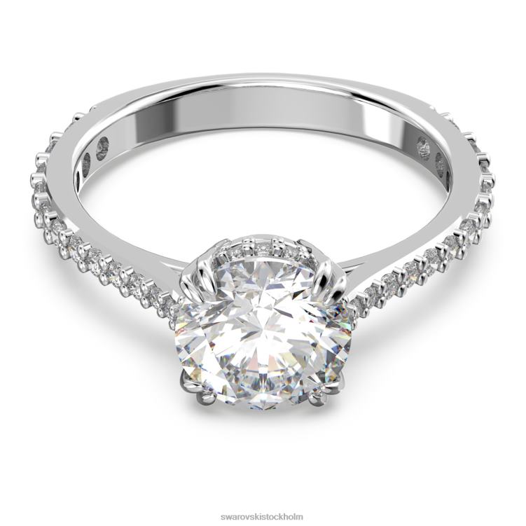 Swarovski constella cocktailring P28L987 Smycken princess cut, pave, vit, rodiumpläterad