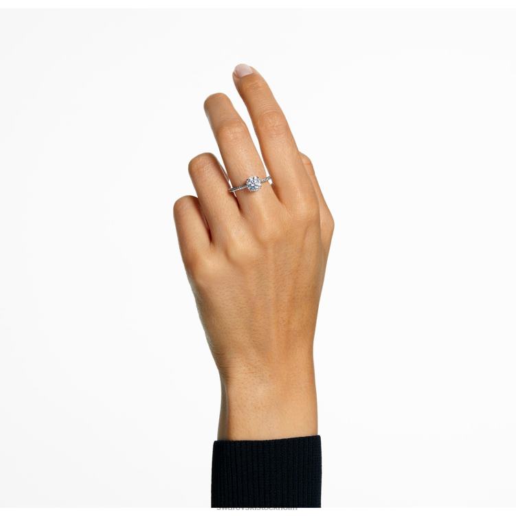 Swarovski constella cocktailring P28L987 Smycken princess cut, pave, vit, rodiumpläterad