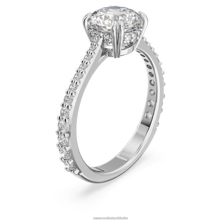Swarovski constella cocktailring P28L987 Smycken princess cut, pave, vit, rodiumpläterad