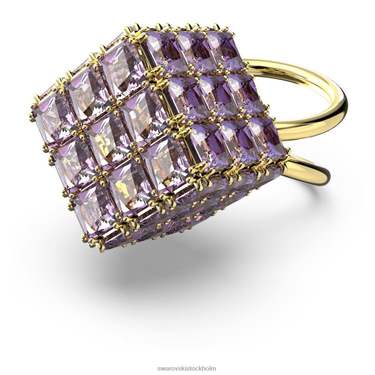 Swarovski curiosa cocktailring P28L1056 Smycken fyrkantigt skuren, lila, guldfärgad