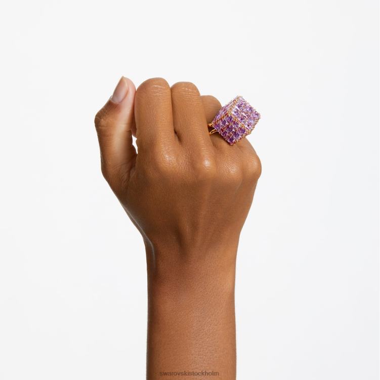 Swarovski curiosa cocktailring P28L1056 Smycken fyrkantigt skuren, lila, guldfärgad
