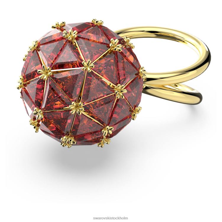 Swarovski curiosa cocktailring P28L1075 Smycken triangelskuren, rund form, röd, guldfärgad