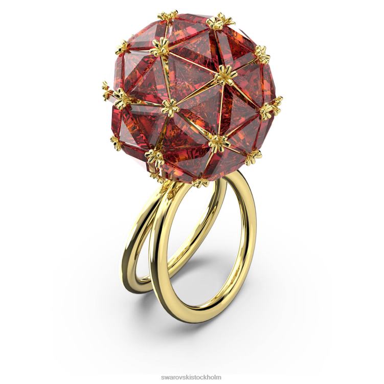 Swarovski curiosa cocktailring P28L1075 Smycken triangelskuren, rund form, röd, guldfärgad