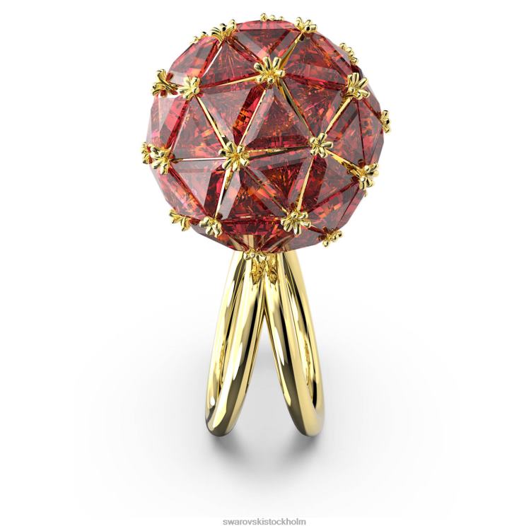 Swarovski curiosa cocktailring P28L1075 Smycken triangelskuren, rund form, röd, guldfärgad