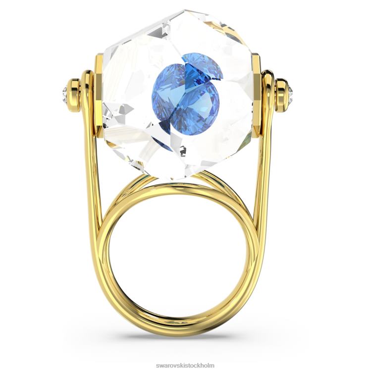 Swarovski curiosa cocktailring P28L1080 Smycken flytande chaton, blå, guldfärgad