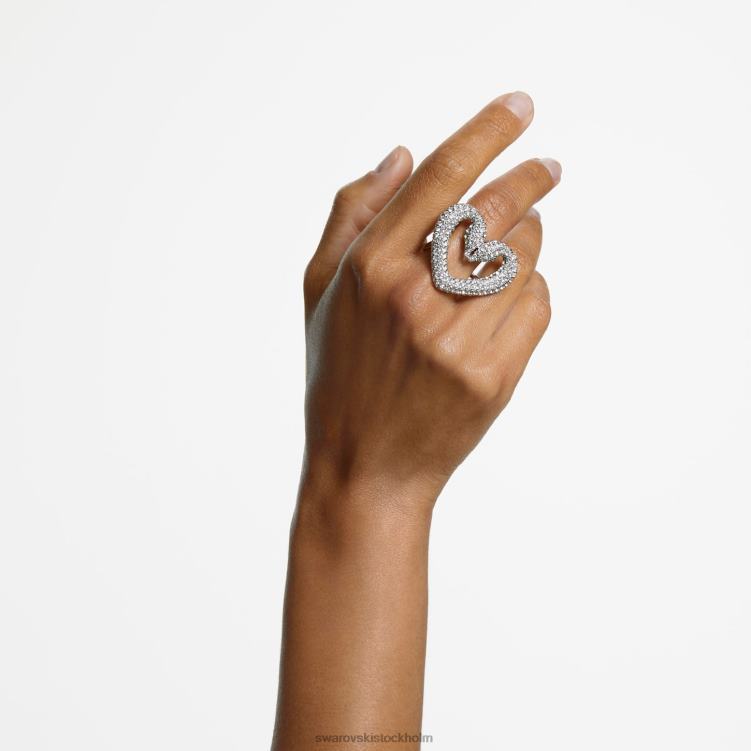 Swarovski en cocktailring P28L1069 Smycken hjärta, vit, rodiumpläterad
