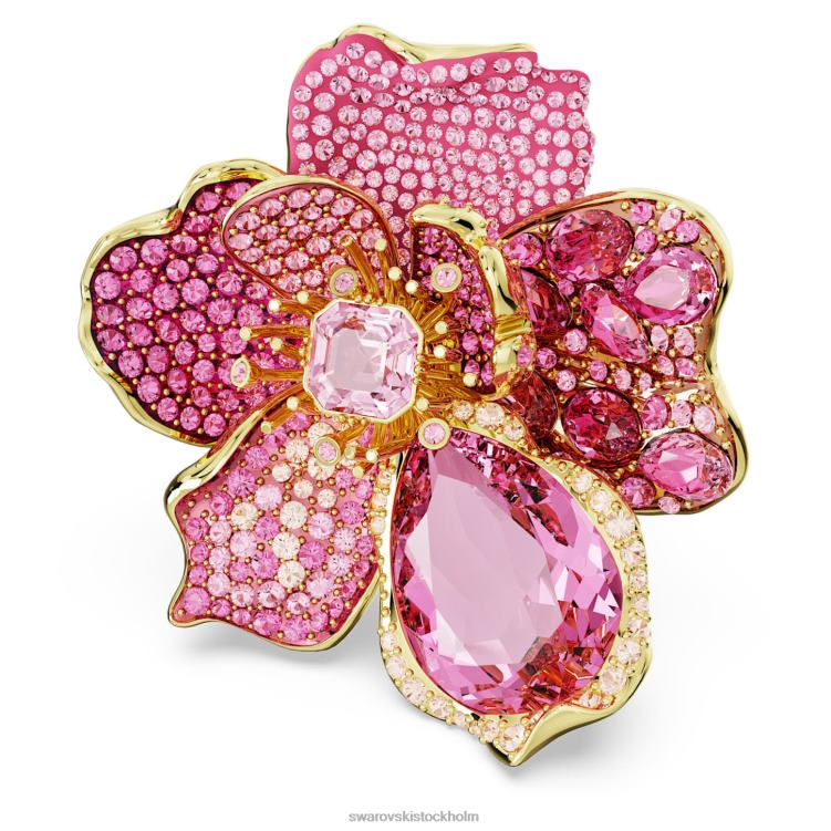 Swarovski florere cocktailring P28L1022 Smycken bana, blomma, rosa, guldfärgad