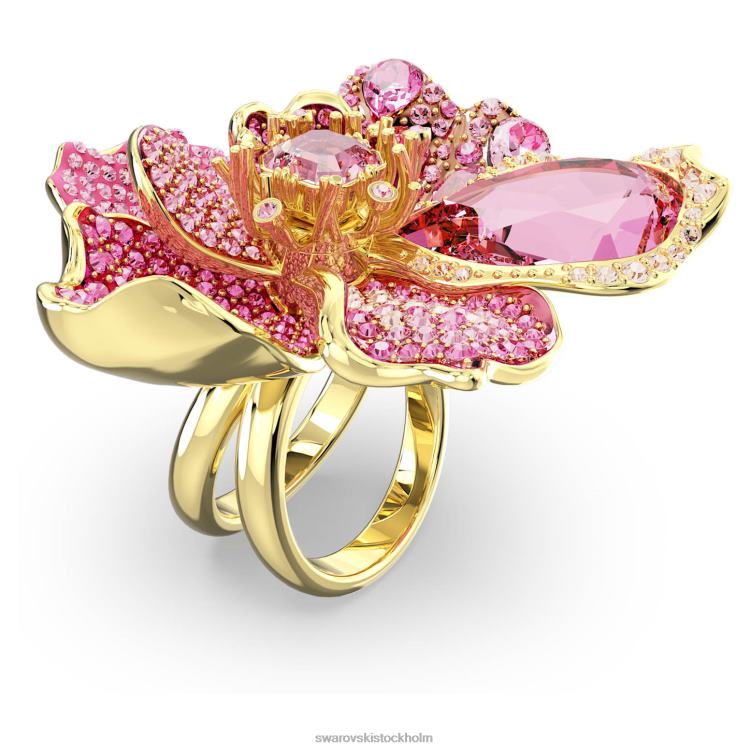 Swarovski florere cocktailring P28L1022 Smycken bana, blomma, rosa, guldfärgad