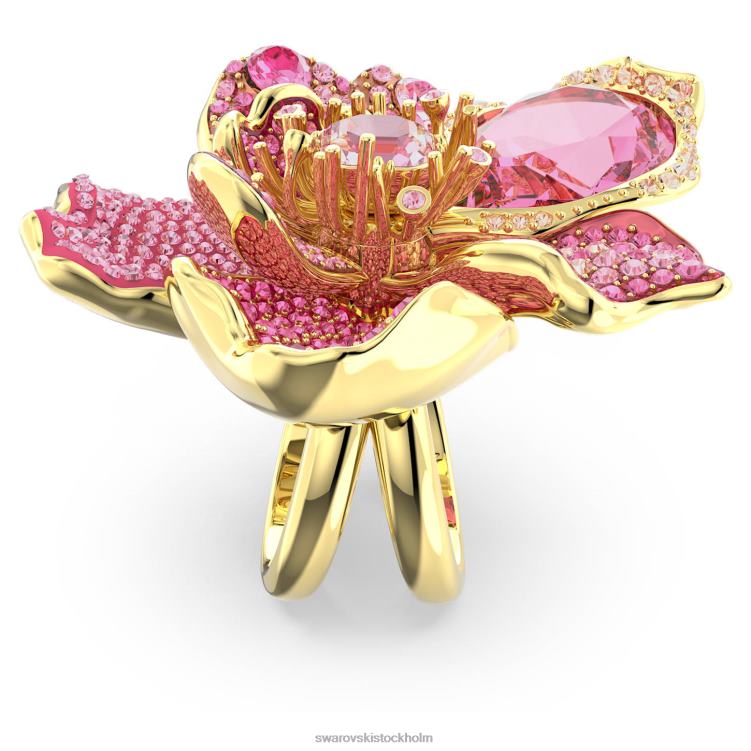 Swarovski florere cocktailring P28L1022 Smycken bana, blomma, rosa, guldfärgad