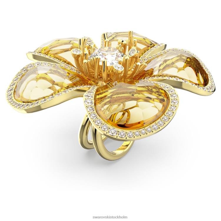 Swarovski florere cocktailring P28L1023 Smycken blomma, gul, guldfärgad