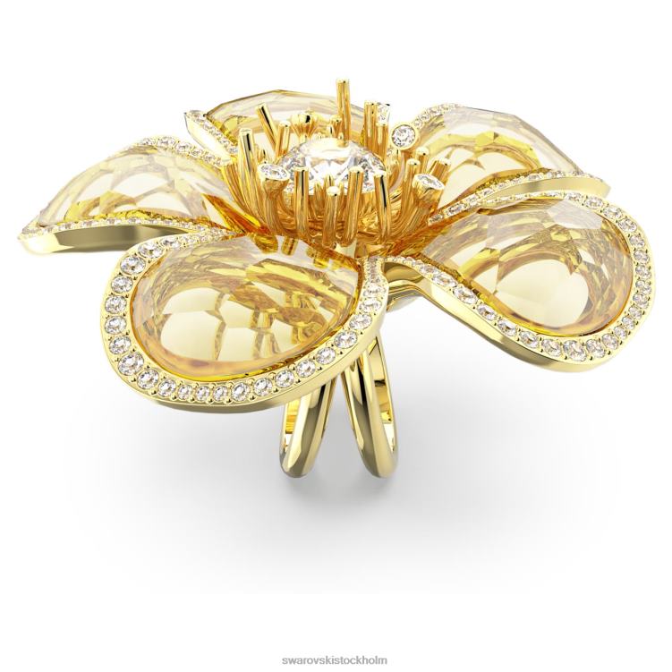Swarovski florere cocktailring P28L1023 Smycken blomma, gul, guldfärgad