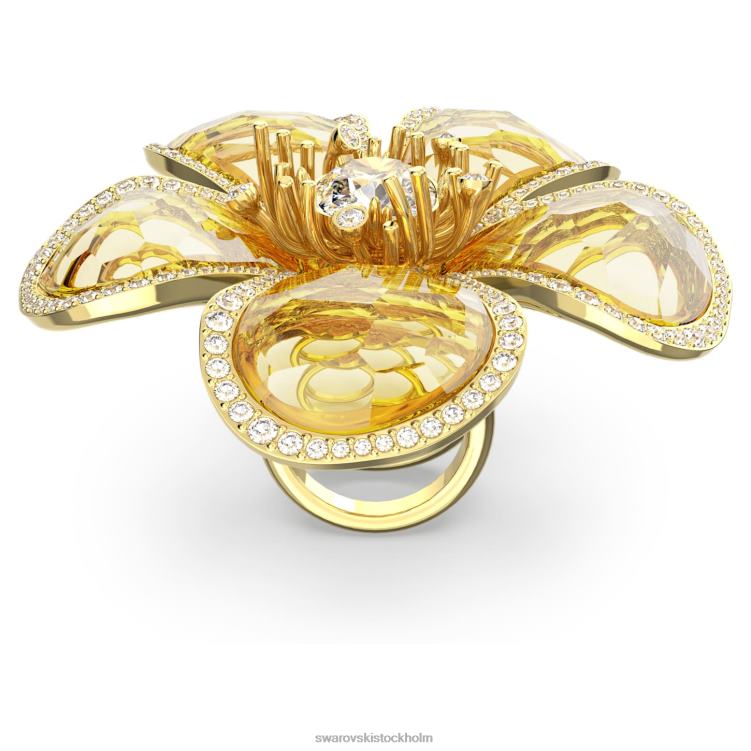 Swarovski florere cocktailring P28L1023 Smycken blomma, gul, guldfärgad