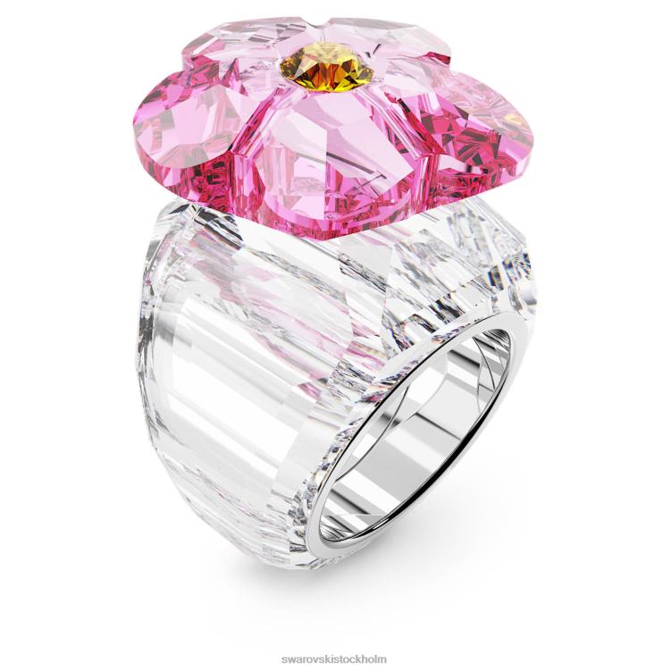 Swarovski florere cocktailring P28L1028 Smycken blomma, rosa, rodiumpläterad