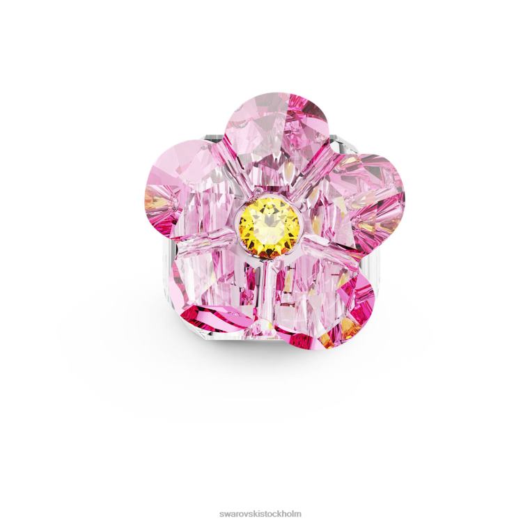 Swarovski florere cocktailring P28L1028 Smycken blomma, rosa, rodiumpläterad