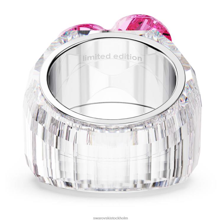 Swarovski florere cocktailring P28L1028 Smycken blomma, rosa, rodiumpläterad
