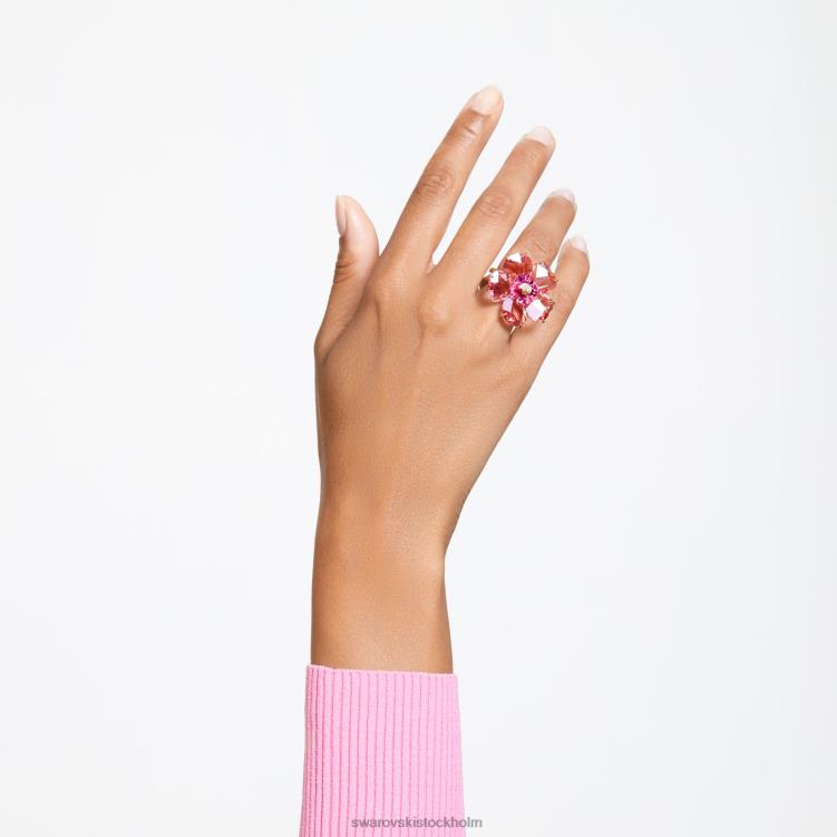 Swarovski florere cocktailring P28L1034 Smycken blomma, rosa, guldfärgad
