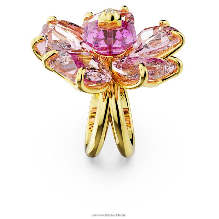 Swarovski florere cocktailring P28L1034 Smycken blomma, rosa, guldfärgad