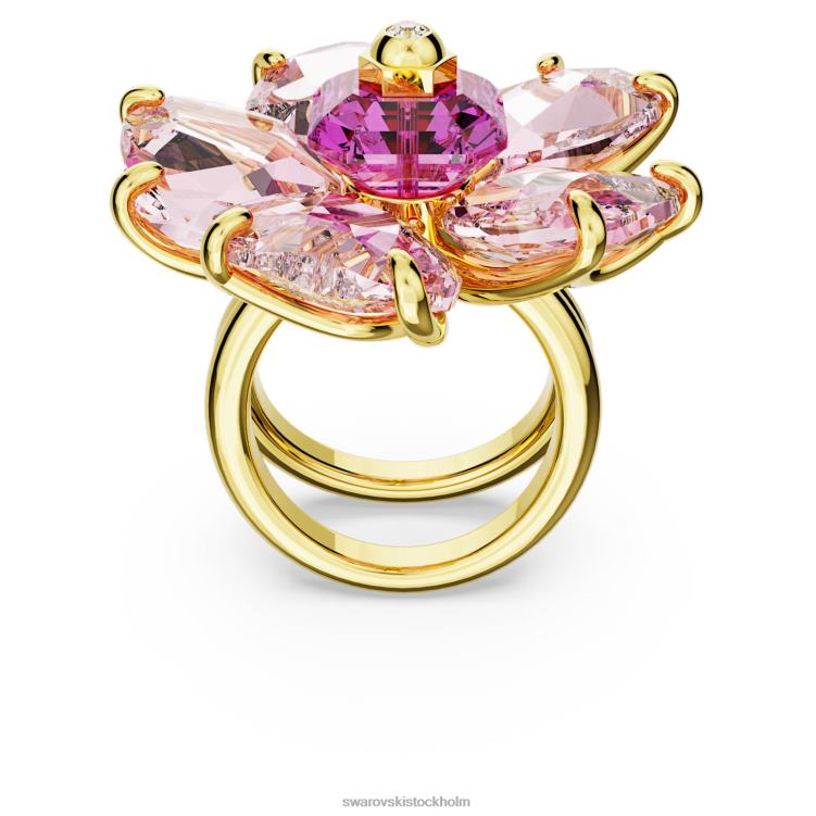 Swarovski florere cocktailring P28L1034 Smycken blomma, rosa, guldfärgad