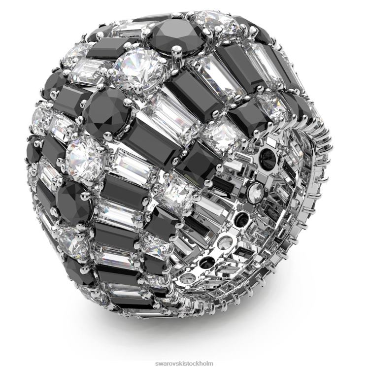 Swarovski hyperbel cocktailring P28L1060 Smycken blandade snitt, svart, rodiumpläterad