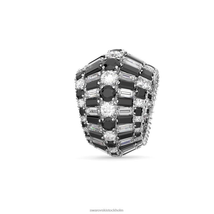 Swarovski hyperbel cocktailring P28L1060 Smycken blandade snitt, svart, rodiumpläterad