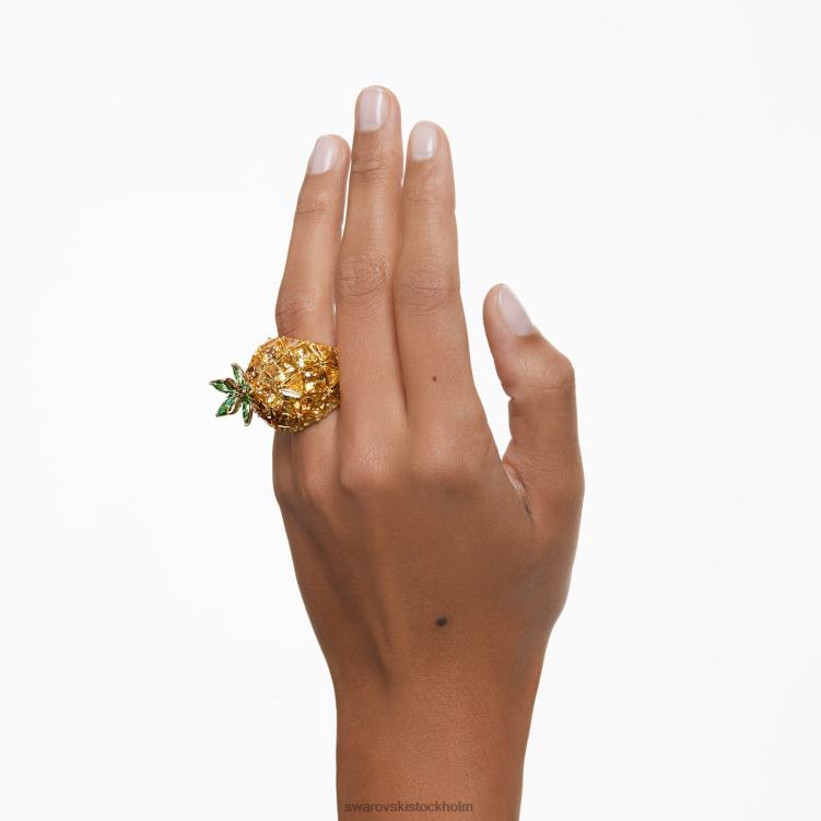 Swarovski idyllia cocktailring P28L1026 Smycken ananas, flerfärgad, guldfärgad