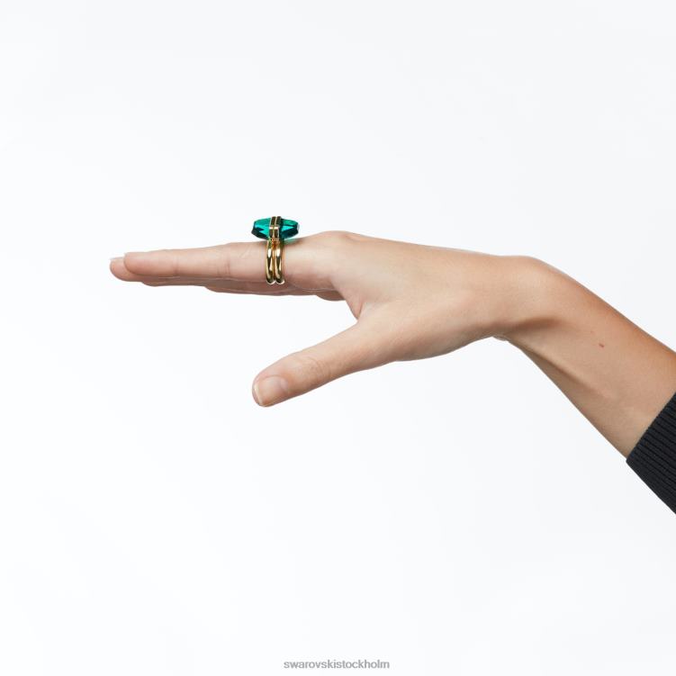 Swarovski lucent ring P28L1038 Smycken magnetisk stängning, grön, guldfärgad