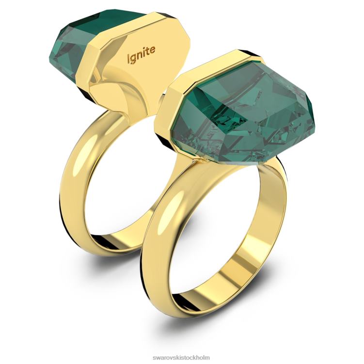Swarovski lucent ring P28L1038 Smycken magnetisk stängning, grön, guldfärgad