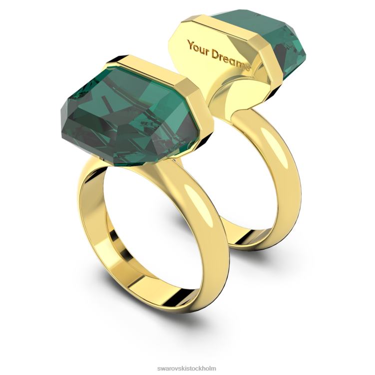 Swarovski lucent ring P28L1038 Smycken magnetisk stängning, grön, guldfärgad