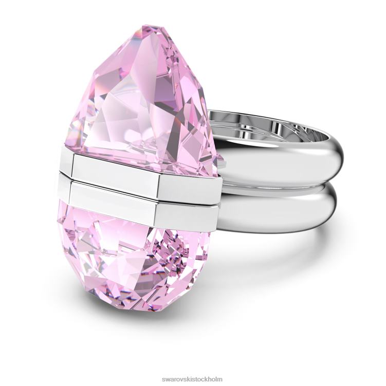Swarovski lucent ring P28L1077 Smycken magnetisk stängning, päronskuren, rosa, rodiumpläterad