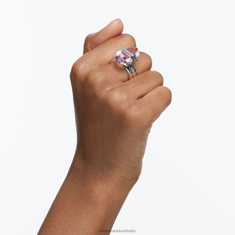 Swarovski lucent ring P28L1077 Smycken magnetisk stängning, päronskuren, rosa, rodiumpläterad
