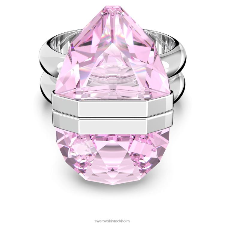 Swarovski lucent ring P28L1077 Smycken magnetisk stängning, päronskuren, rosa, rodiumpläterad
