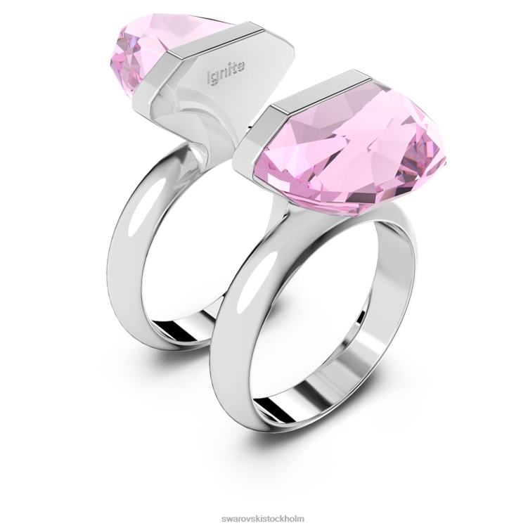 Swarovski lucent ring P28L1077 Smycken magnetisk stängning, päronskuren, rosa, rodiumpläterad