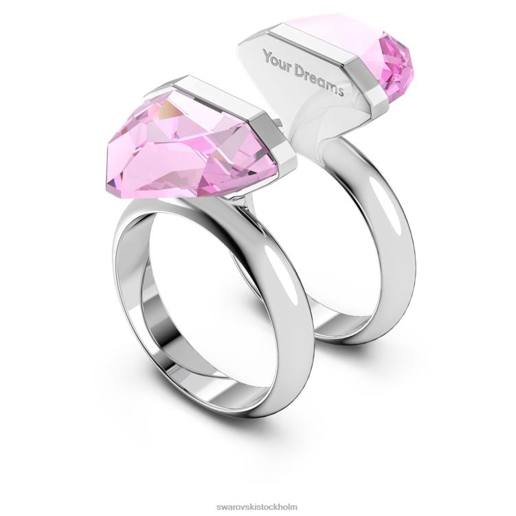 Swarovski lucent ring P28L1077 Smycken magnetisk stängning, päronskuren, rosa, rodiumpläterad