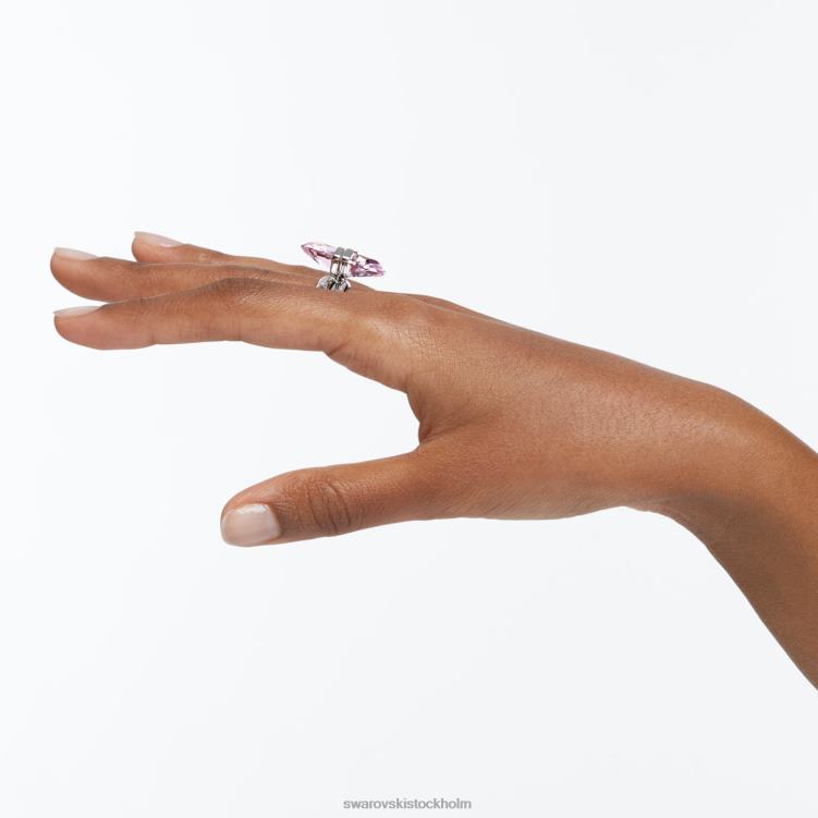 Swarovski lucent ring P28L1077 Smycken magnetisk stängning, päronskuren, rosa, rodiumpläterad