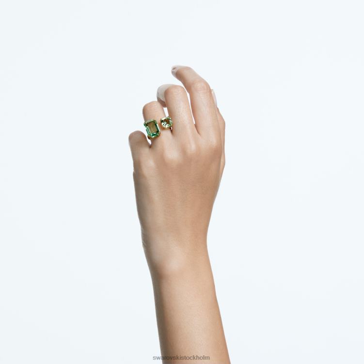 Swarovski millenia öppen ring P28L1040 Smycken oktagonslipad, grön, guldfärgad