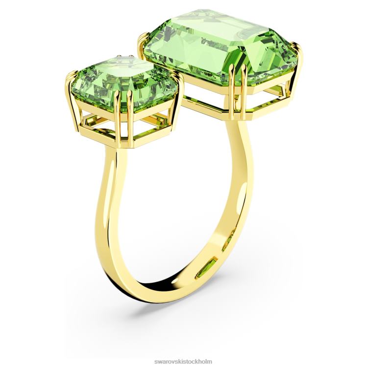 Swarovski millenia öppen ring P28L1040 Smycken oktagonslipad, grön, guldfärgad
