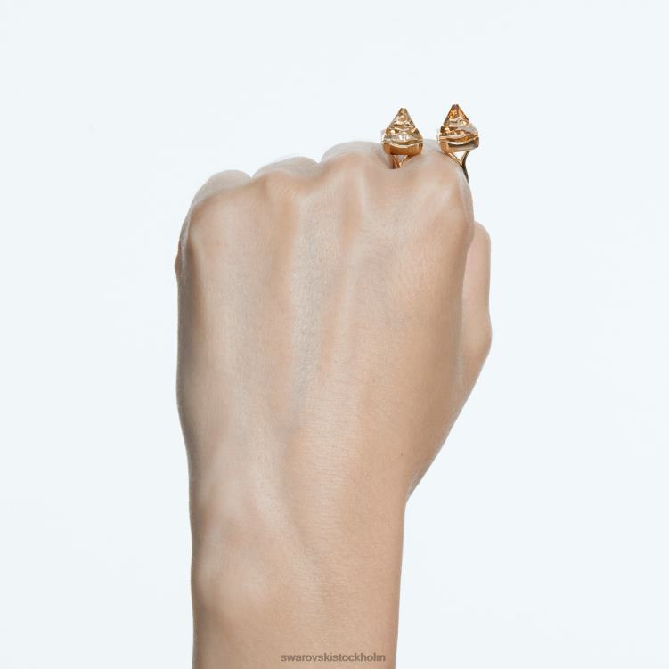 Swarovski ortyx öppen ring P28L1065 Smycken pyramidskuren, gul, guldfärgad