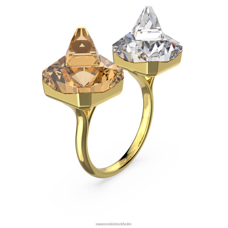 Swarovski ortyx öppen ring P28L1065 Smycken pyramidskuren, gul, guldfärgad
