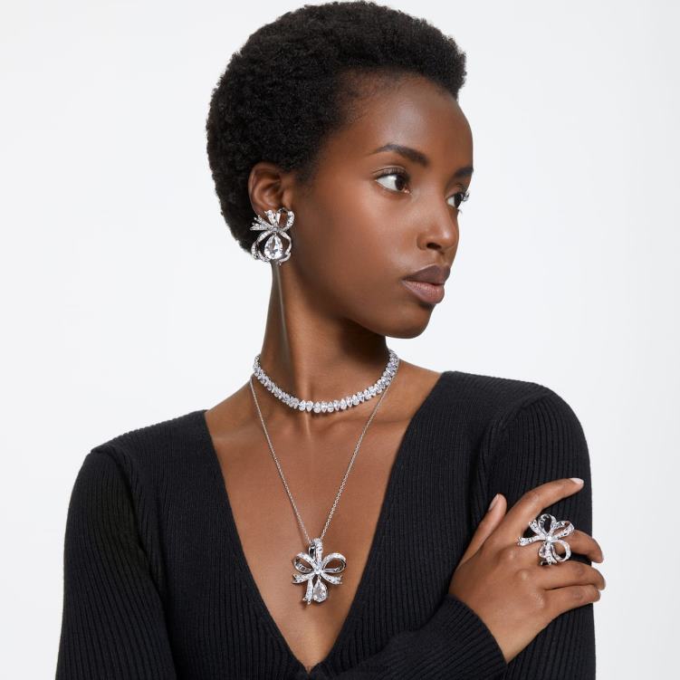 Swarovski volta cocktailring P28L1067 Smycken rosett, vit, rodiumpläterad