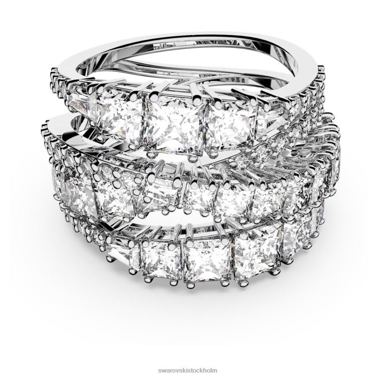 Swarovski vrid omslagsring P28L1030 Smycken blandade snitt, vita, rodiumpläterade