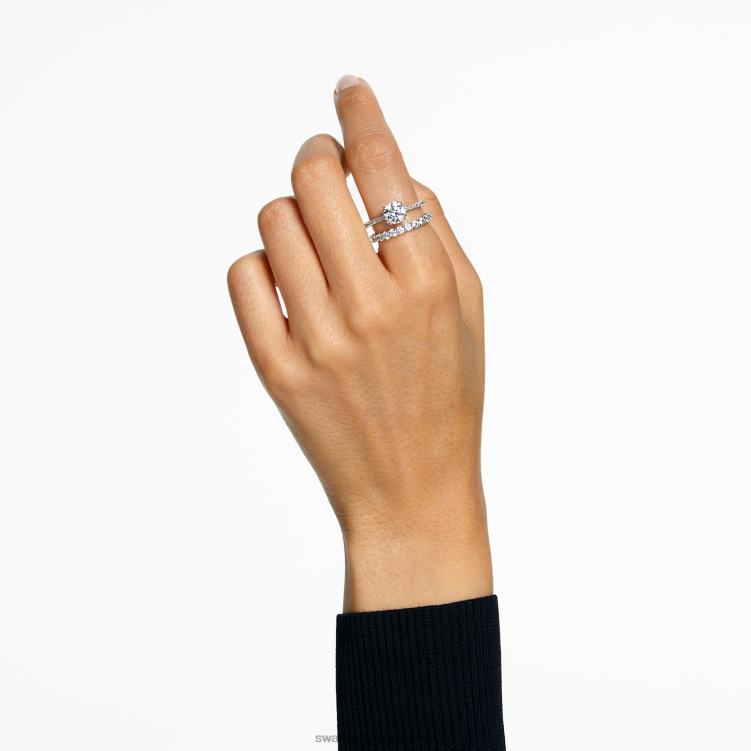 Swarovski konstella ring P28L384 Smycken princess cut, vit, rodiumpläterad