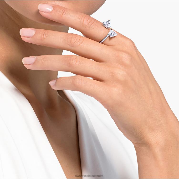 Swarovski locka själ öppen ring P28L1092 Smycken hjärta, vit, rodiumpläterad