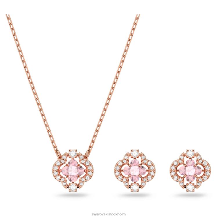 Swarovski glittrande dansuppsättning P28L390 Smycken blandade snitt, klöver, rosa, roséguld pläterad