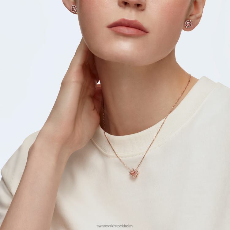 Swarovski glittrande dansuppsättning P28L390 Smycken blandade snitt, klöver, rosa, roséguld pläterad