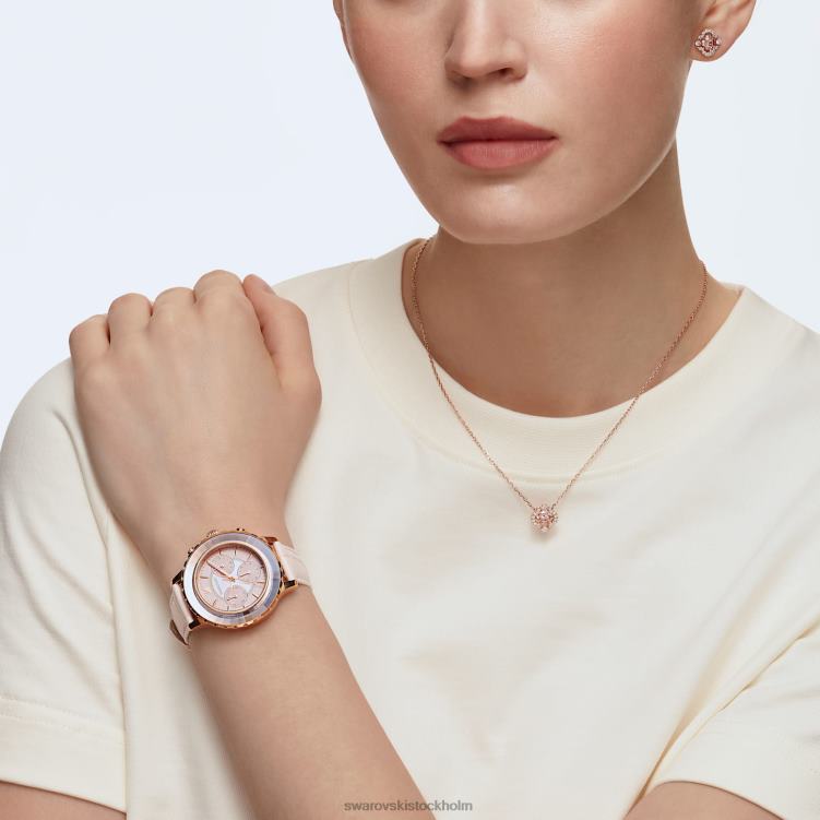 Swarovski glittrande dansuppsättning P28L390 Smycken blandade snitt, klöver, rosa, roséguld pläterad