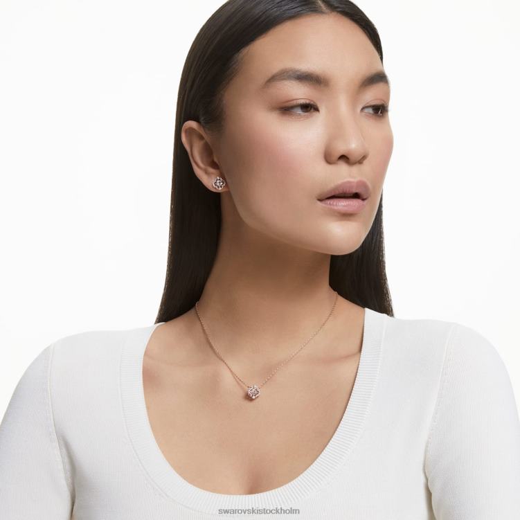Swarovski glittrande dansuppsättning P28L411 Smycken blandade snitt, klöver, vit, roséguld pläterad