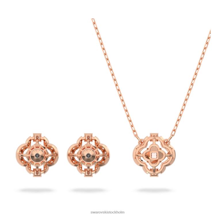 Swarovski glittrande dansuppsättning P28L411 Smycken blandade snitt, klöver, vit, roséguld pläterad
